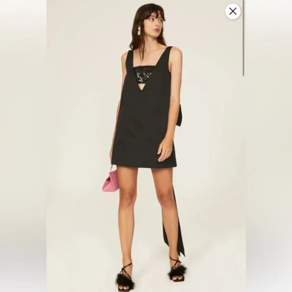 Staud Black Mini Irie Dress with Bow XL - Picture 1 of 8